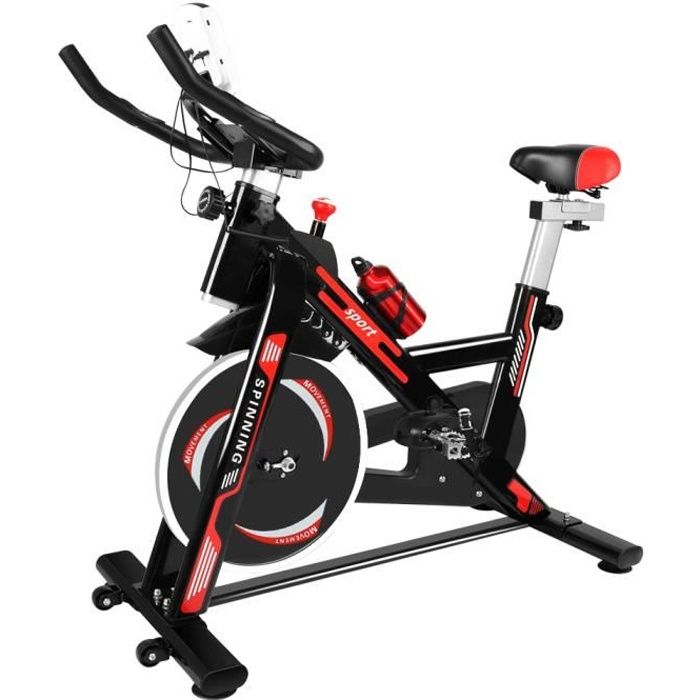 Vélo d'appartement - Niveaux de résistance réglables - d'Intérieur Cardio - Noir et Rouge - Bigzzia