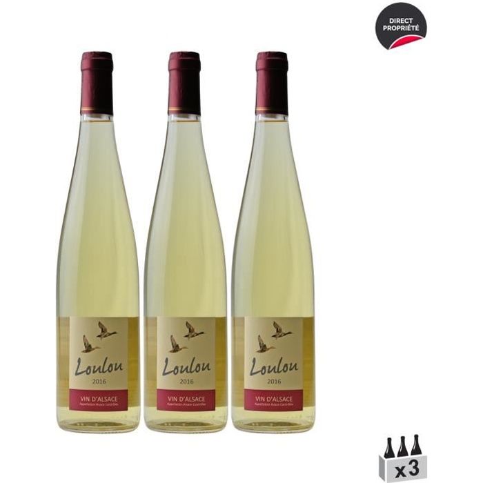 Alsace Loulou Vin de Glace Blanc 2016 - Lot de 3x75cl - Domaine Schirmer - Vin AOC Blanc d' Alsace - Cépages Pinot Gris, Sylvaner