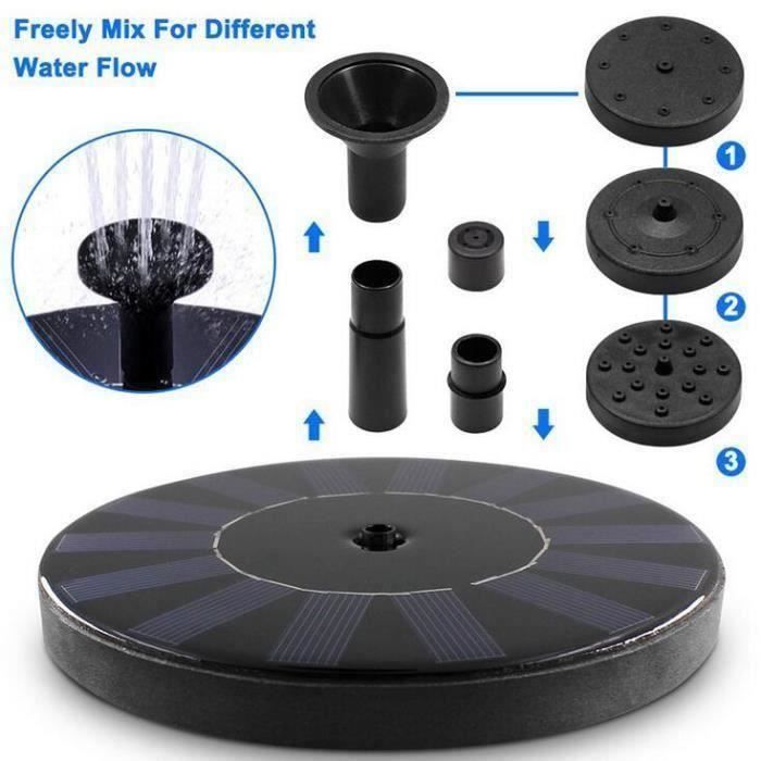 SK STOEX® Mini Fontaine jet d'eau solaire - avec éclairage blanc - flottant - étanche