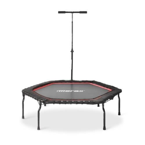 Trampoline de fitness - domicile pliable de 50 -avec barre réglable en hauteur en forme de T- charge max. 120 kg - Ø 127 cm- rouge