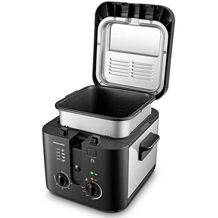 FRITEUSE Arthur Martin AMP132 1600W 2,5L pour 1Kg de Frites Capot et cuve Amovibles, paroi, 1 Kilogram, Noir ET INOX28