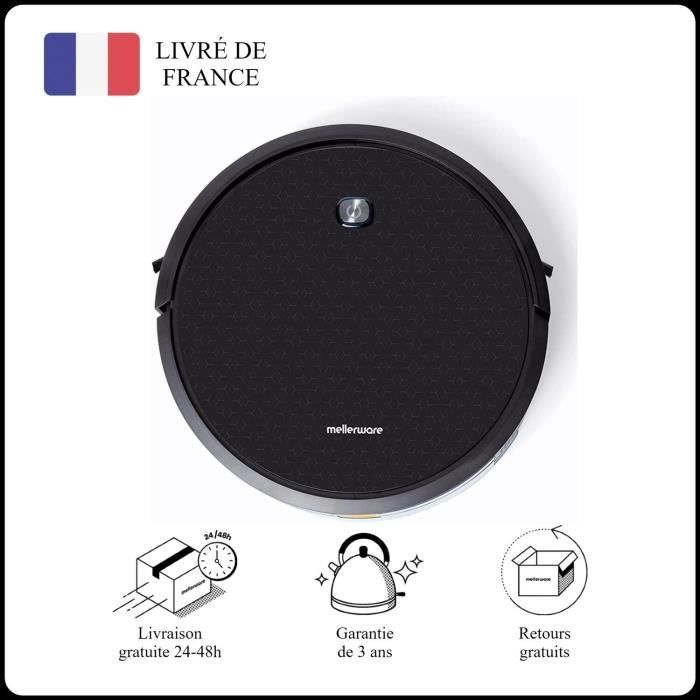 Mellerware - Robot Aspirateur City! Lite - 1400 Pa - Aspirer, nettoyer, balayer et laver - 160 min - 150m2 - Télécommande