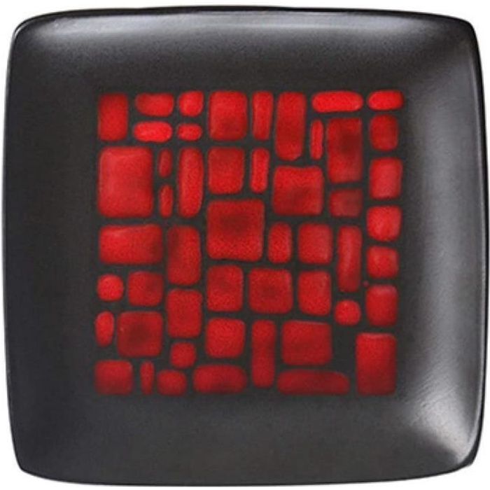 Assiettes Plates Porcelaine Assiette Carrée Steak En Céramique Rouge Et Noir Assiette Carrée Assiette À Salade Assiette 20Cm, 27Cm-2