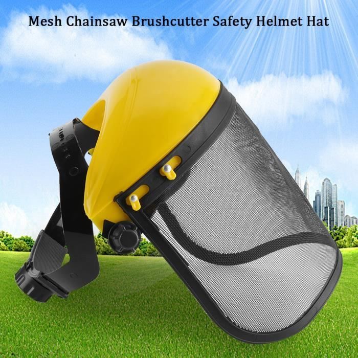 Casque de Protection Visière Sécurité Grillagée de Forestier Chapeau Masque pour Tronçonneuse Jardinage Coupe Débroussailleuse -BOH