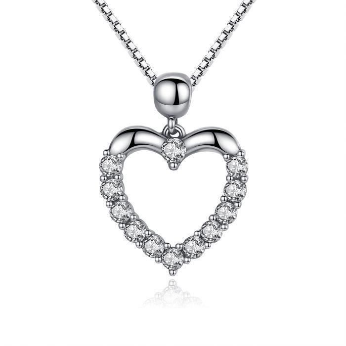 Collier Femme Coeurs entrelacés Cristal Swarovski Element Blanc Zircon de qualité AAA Bijoux Femme Cadeau Bijoux SCN025