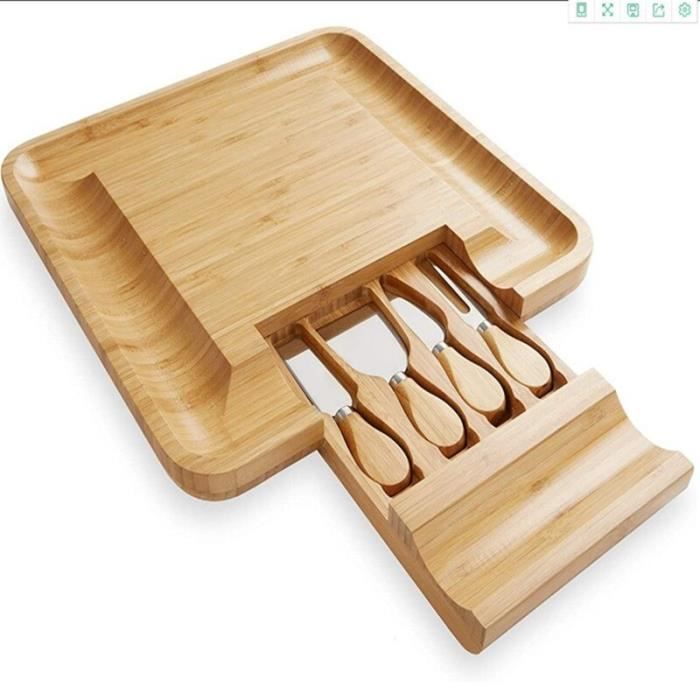 Planche à découper,Planche à fromage en bambou avec couverts en bois, plateau à Charcuterie pour servir la viande avec - Type A