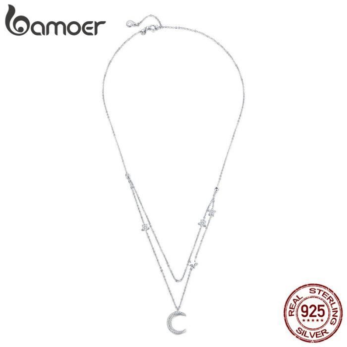 Colliers Femmes La lune entrelacés Cristal Swarovski Element Blanc pour S925 Bijoux Zircon de qualité AAA Cadeau BSN038