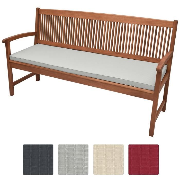 Beautissu Coussin banc Base BK 120x48x5cm Gris clair - Jardin, terrasse, balcon - balancelle - Banquette - Assise confortable