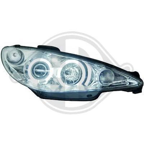 Paire de feux phares Peugeot 206 98-02 angel eyes CCFL chrome (581)