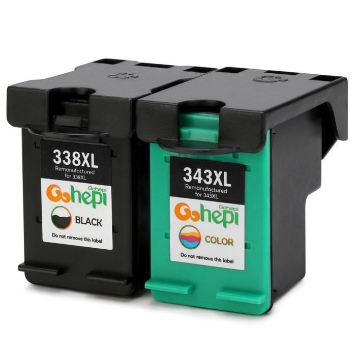 Cartouches d encre HP Photosmart 2710 - Compatible avec HP 338 et 343 XL Noir / Tri-couleur