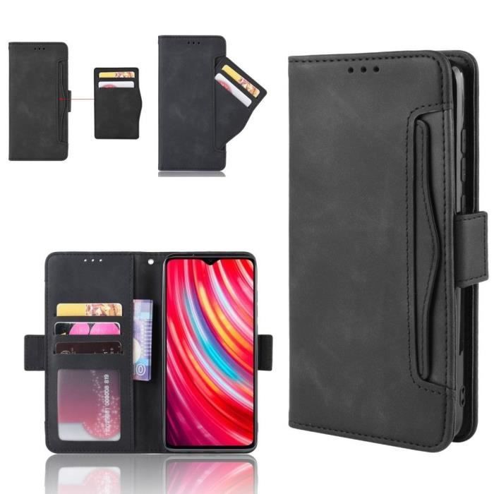 Etui Xiaomi Redmi Note 8T Portefeuille Noir En Cuir Pu hfs-house®