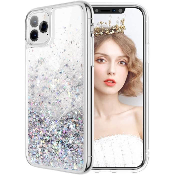 Coque pour iPhone 11 Pro, iPhone 11 Pro Coque, iPhone 11 Pro Silicone Coque, Liquide Paillette TPU Bumper Filles Femmes HoussTW