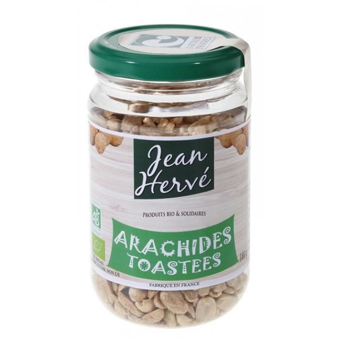 Cacahuètes grillées feu de bois sans sel 180gr - Jean Hervé