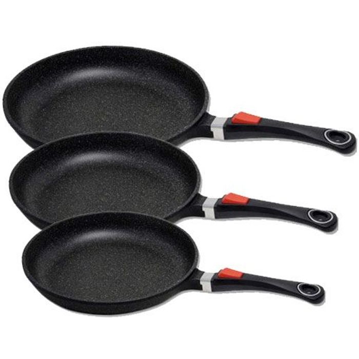 Lot de 3 poêles en pierre 30-28-24 cm avec manc…