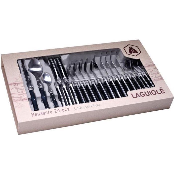 Ménagère Laguiole 24 pièces - Noir - Acier inoxydable