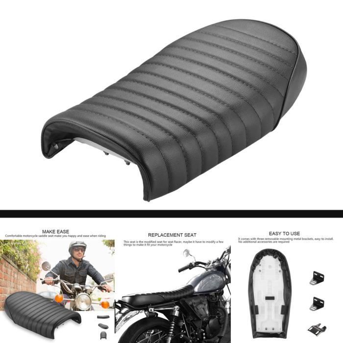 Selle Siège De Moto Universel Support Couverture Style Rétro - Noir