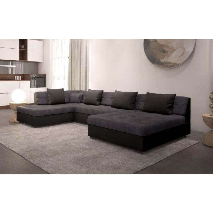 OTIA - canapé U - Angle gauche - Gris noir