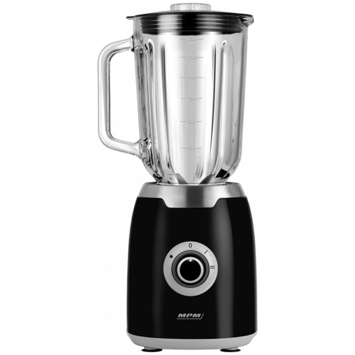 Blender Mixeur, Récipient en Verre de 1,5 L, 2 Vitesses + Fonction d'impulsion MPM MBL-31 350W Noir 03942