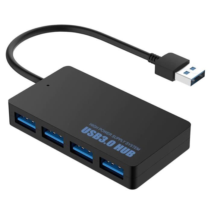 OCIODUAL Hub USB 3.0 4 Ports Noir Transfert de Données Haute Vitesse 5Gbps Ultra Rapide Super Speed SS Data Adaptateur Splitter