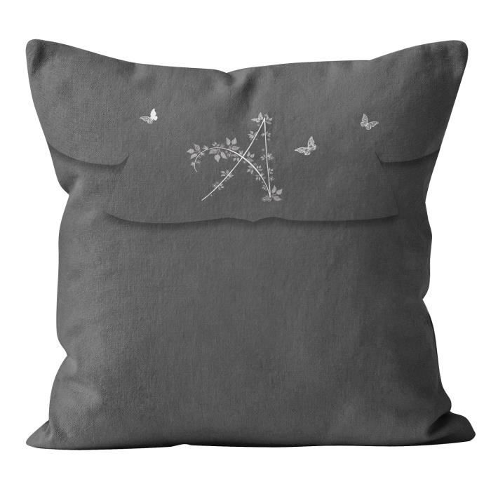 Coussin déco Ambroise - 100% Coton - 40 x 40 cm - Gris anthracite