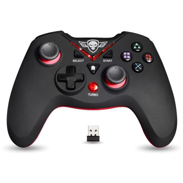 SPIRIT OF GAMER Manette Gamer Xtrem Gamepad - Sans Fil - 12 boutons - Noir et Rouge - PS3 / PC