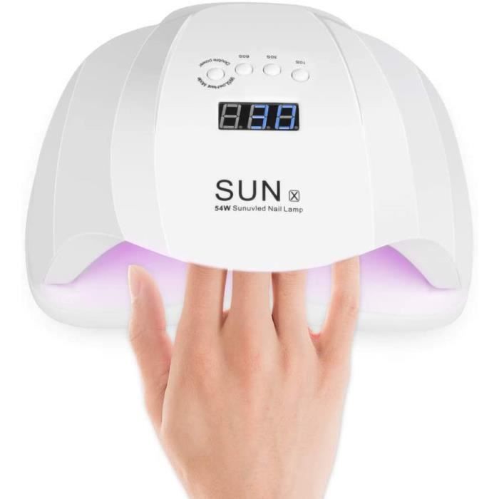 Lampe UV LED Sèche Ongles 54W Séchoir Ongles Professionnel avec Ecran LCD et 3 minuteries intégrées et affichage LED pour Vernis à B