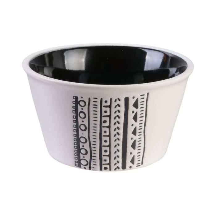 Coupelle apéritif Ethnique - Diam. 10 cm - Blanc et noir