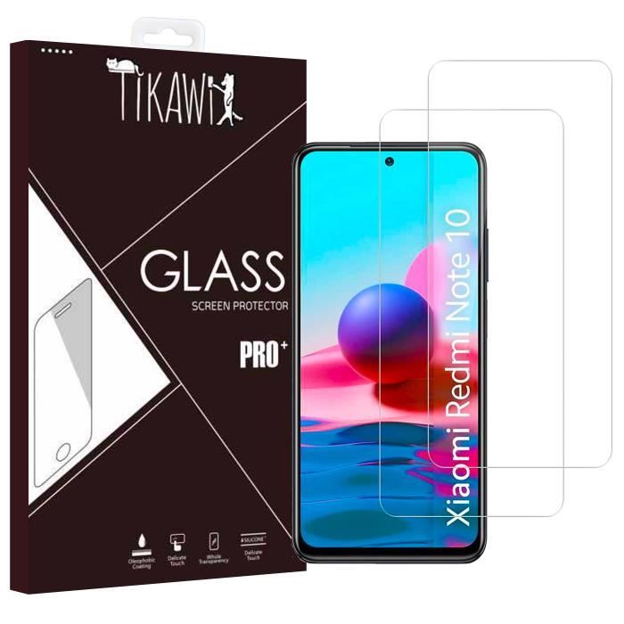 Tikawi x2 Verre trempé 9H Xiaomi Redmi Note 10 / 10 S Protection Ecran Haute résistance [Anti-traces] Film de protection x2