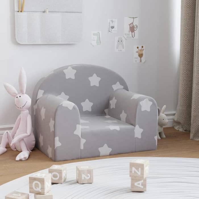 vidaXL Canapé pour Enfants Siège avec Accoudoirs Fauteuil avec Dossier pour Tout-Petits Meuble de Chambre Gris Clair 357004