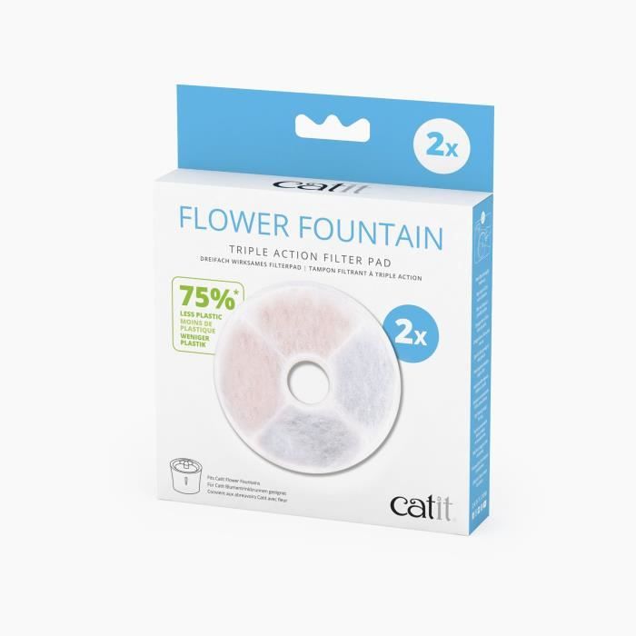 Filtre pour fontaine à eau pour chat - CATIT - Flower - Triple action - 2 pièces - Eau propre Filtre pour fontaine à eau pour chat - CATIT - Flower - Triple action - 2 pièces - Eau propre