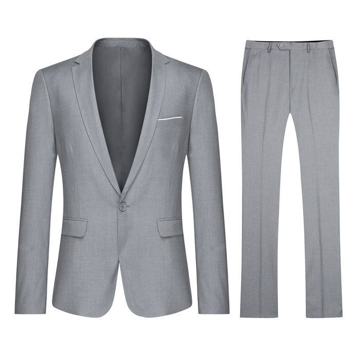 Costume Homme 2 Pièces Slim Fit Uni | Tenue Formelle D'affaire élégante Et Moderne