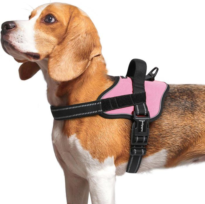 Comparer les prix de Harnais Chien Harnais Anti Traction pour Chien Réfléchissant Réglable Respirant Facile à Mettre avec Poignée Contrôle Rose M