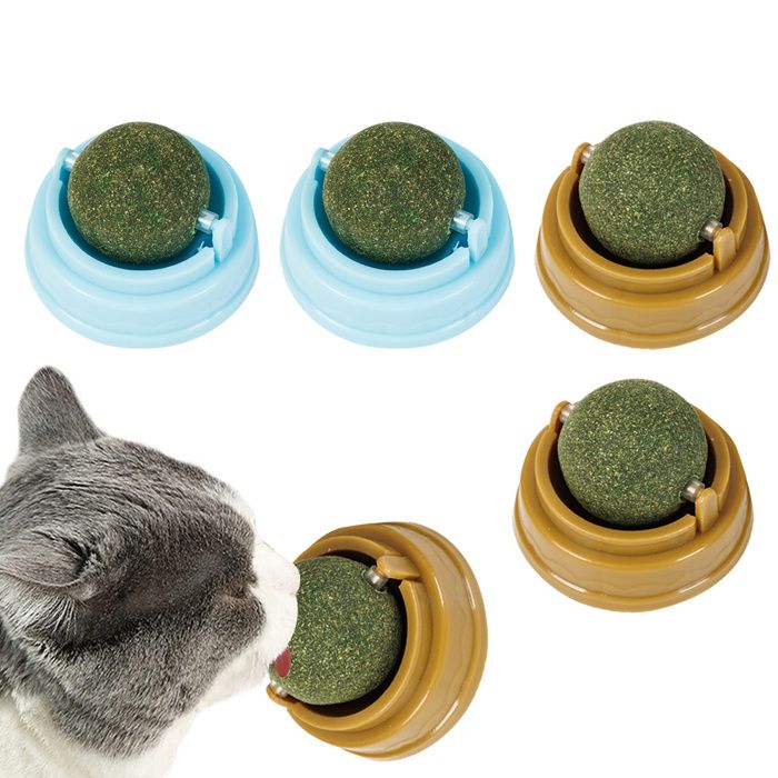 Comparer les prix de 4 boules d'herbe à chat interactives, jouets rotatifs pour chaton, aide au nettoyage des dents, taille 5x4 cm