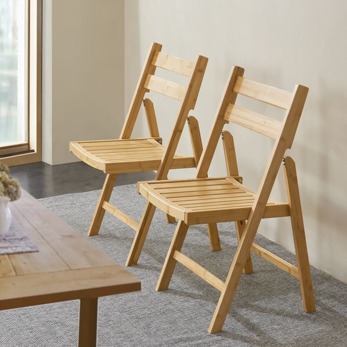 Lot de 2 chaises pliantes Gran bambou 78 x 45 x 40 cm naturel