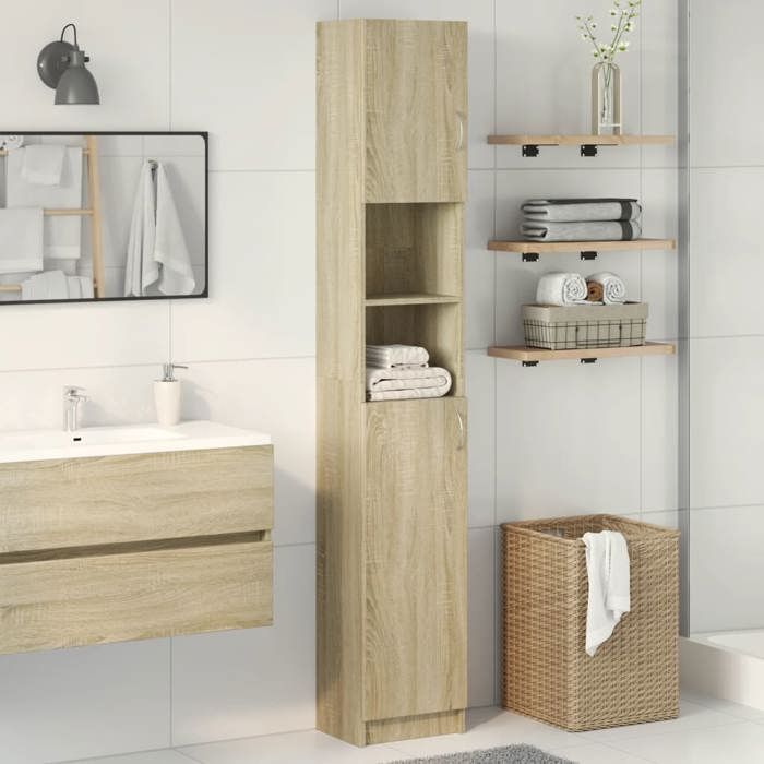 vidaXL Armoire de salle de bain Chêne sonoma 32x255x190 cm Aggloméré 849606