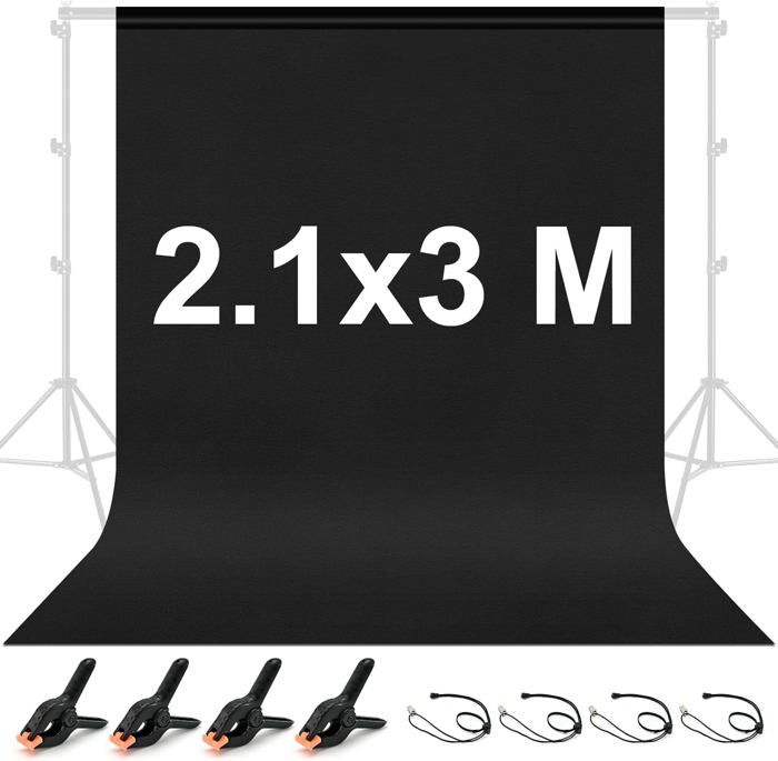 Byzesty Fond Photo Noir 3x3m – Toile De Fond Photographique Noire Non Réfléchissante Pour Studio, Portrait, Vidéo, YouTube Et Photographie Produit