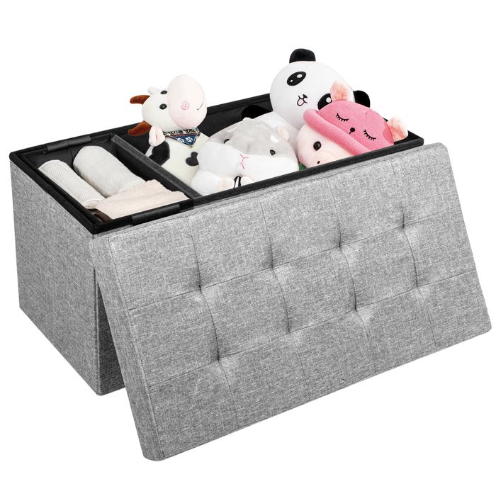 Banc de Rangement - RELAX4LIFE - Siège Rembourré en Éponge - Petite Cube Supplémentaire - Charge 150KG - 80X40X40CM - Gris Clair