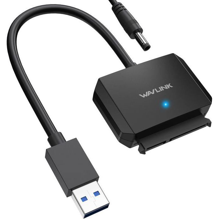 Câble Adaptateur SATA USB 3.0 Avec Alimentation 12V - Pour SSD HDD 2.5" & 3.5" - Transfert 5Gbps UASP