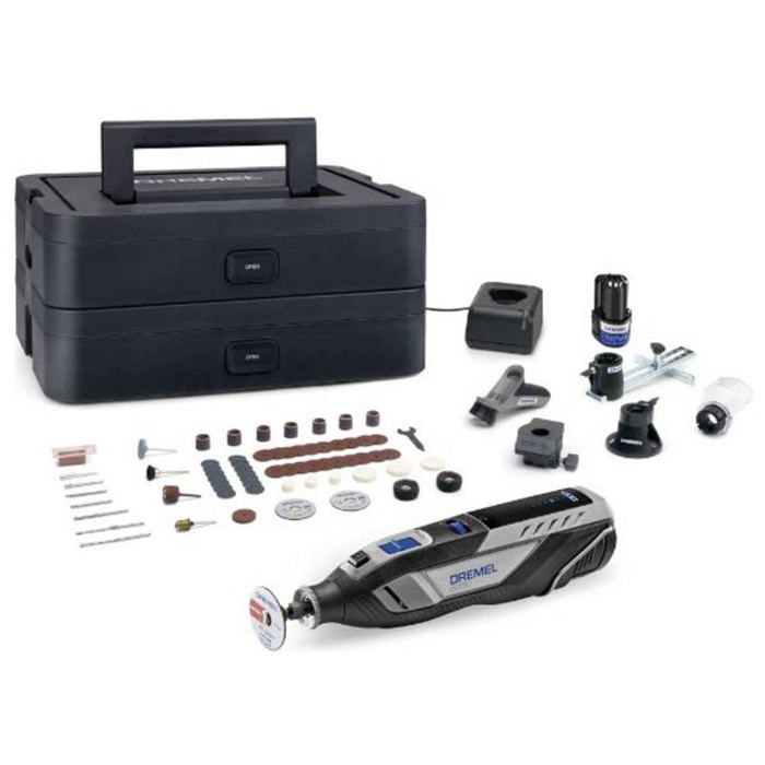 Dremel 8250 Outil Rotatif Multifonction Sans-fil 12V 65 acc 5 adaptations 1 batterie 2Ah de 5.000 à 30.000 tr/min