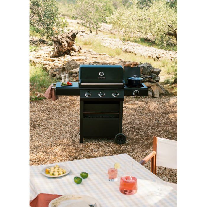 Barbecue à gaz - Create - BBQ Gas Burner Pro - 4 brûleurs - Brûleur latéral - Table dappoint