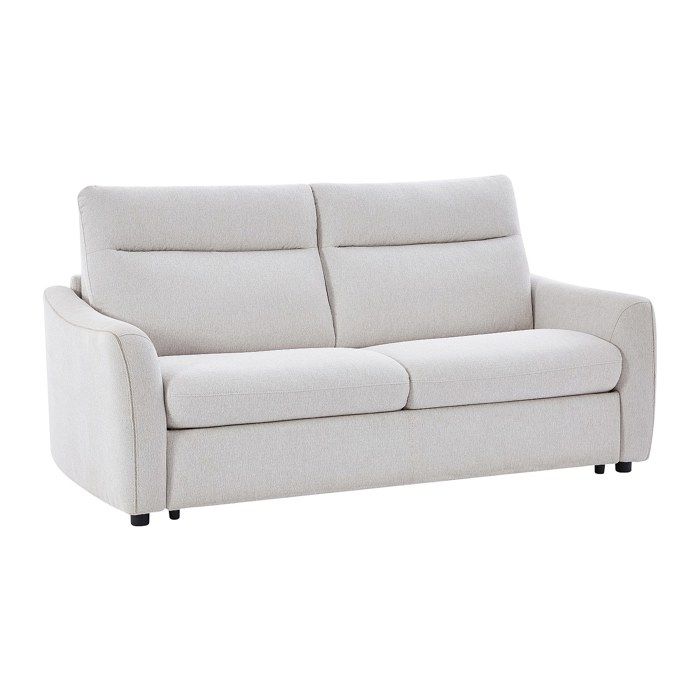Canapé convertible express 3 places en tissu beige - Couchage 140 cm SOVANIA