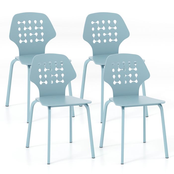 GIANTEX Lot de 4 Chaises de Salle à Manger- Pieds en Métal- Dossier Ergonomique en Plastique-Charge 150 KG- Cuisine Salon- Bleu GIANTEX Lot de 4 Chaises de Salle à Manger- Pieds en Métal- Dossier Ergonomique en Plastique-Charge 150 KG- Cuisine Salon- Bleu