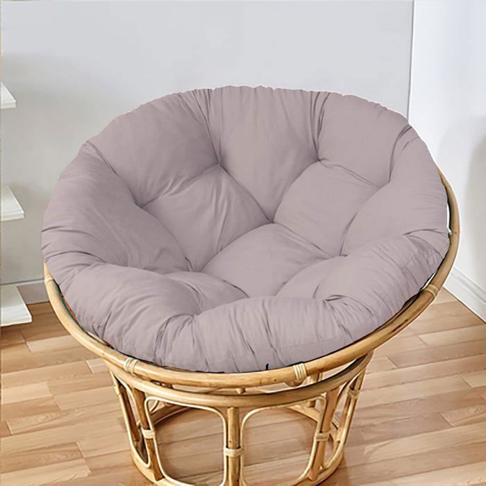 Coussin pour fauteuil Papasan - HONO - 40 cm - Gris - Épais - Surdimensionné - Confortable - Polyvalent - Décoratif