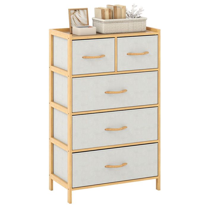 COSTWAY Commode à 8 Tiroirs Tissu avec Structure Bambou Étagère Supérieure Dessus en Bois pour Placard Salon Entrée 58x30x94cm COSTWAY Commode à 8 Tiroirs Tissu avec Structure Bambou Étagère Supérieure Dessus en Bois pour Placard Salon Entrée 58x30x94cm