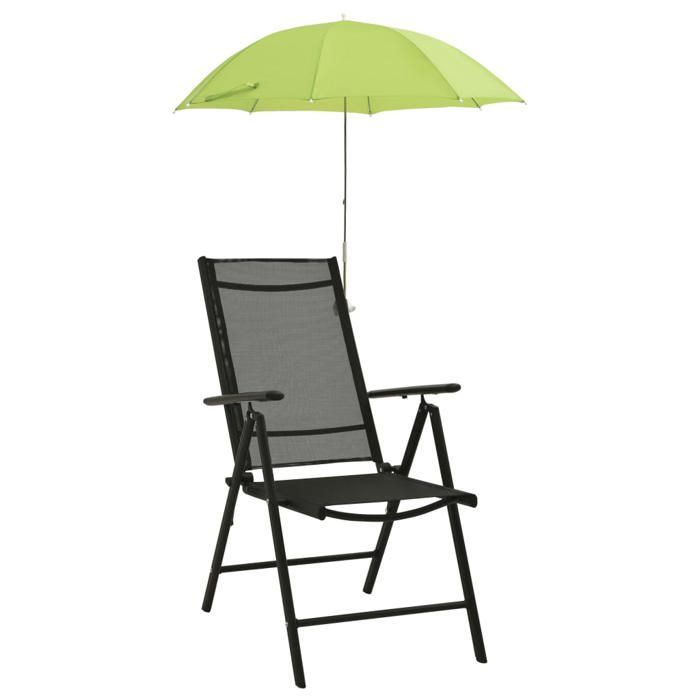 Parasol de chaise de camping - vidaXL - Vert - 105 cm - Acier galvanisé - 170T polyester - Pince intégrée