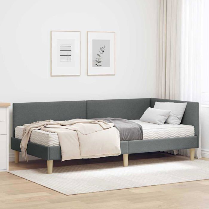Cadre de lit dangle avec matelas - vidaXL - Gris - 194x94x72 cm - Tissu respirant - Tête de lit réglable