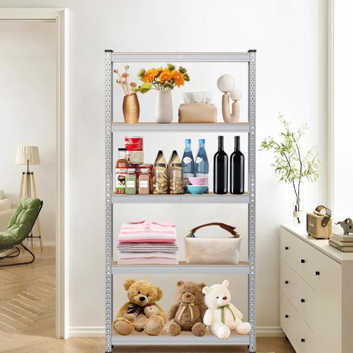 SUPFINE Étagère pour Charges Lourdes Bibliothèque en MDF + Fer 5 niveaux Étagère de Rangement pour Salon Chambre Cuisine