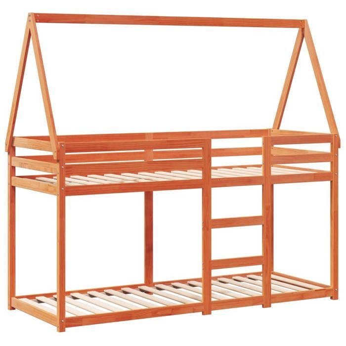 Lit superposé - VIDAXL - 2 personnes - Scandinave - 2055x955x112 cm - sans matelas - cire marron - 90x200 cm - pin massif FR_00241