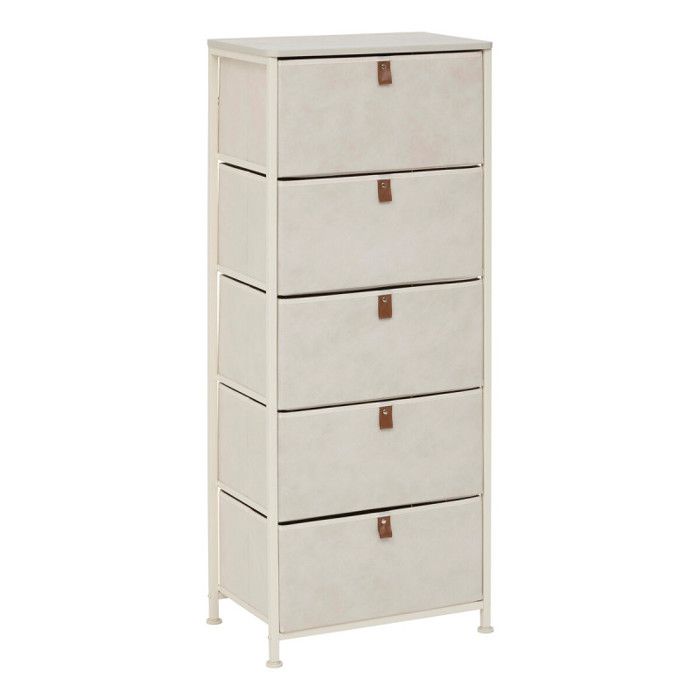 Meuble de Rangement 5 Tiroirs Tissa 114cm Beige