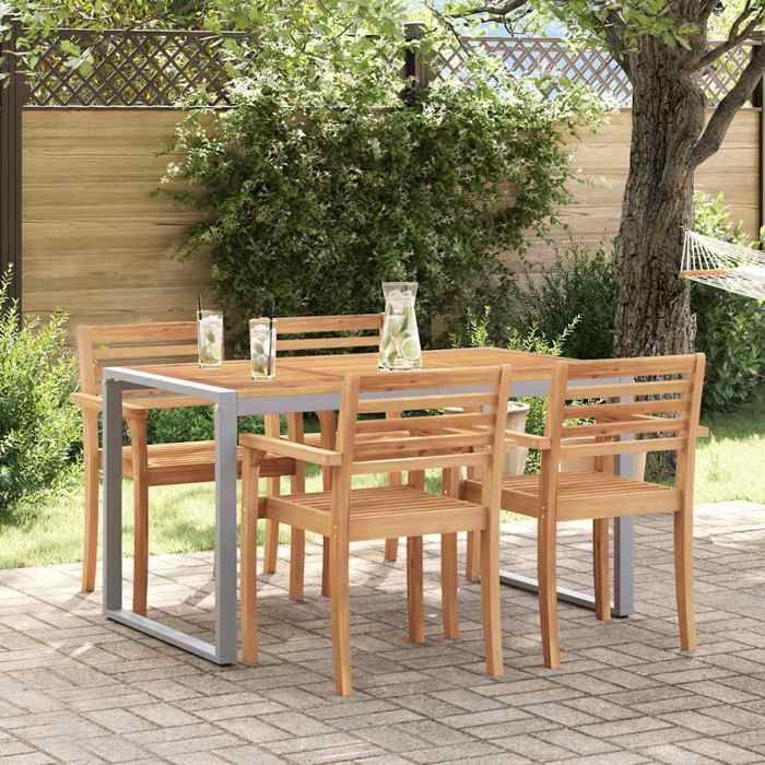 NEW 2026 Table de balcon - 1 pc - look élégant - Gris 140x80x75 cm Bois dAcacia Massif L1333
